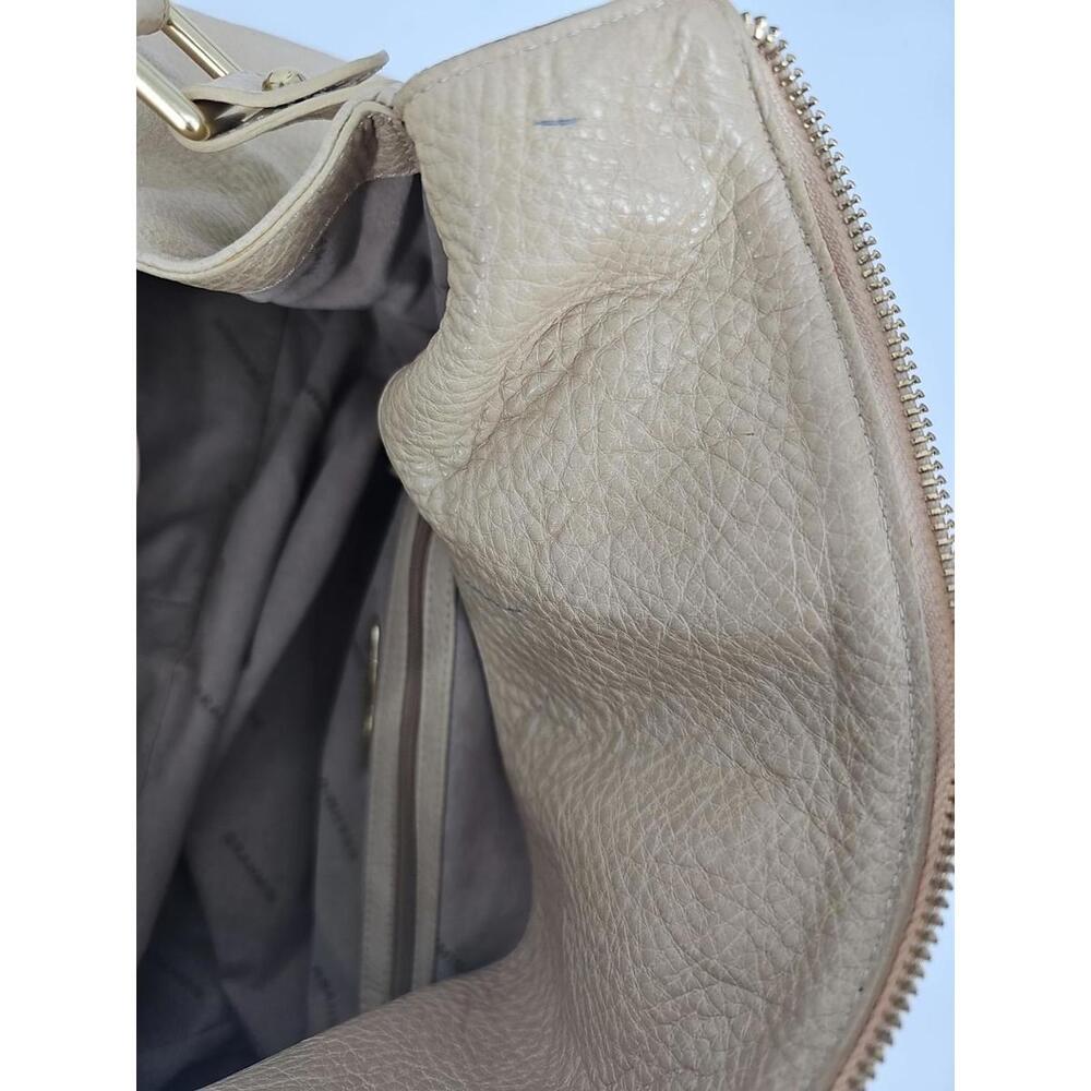 Brahmin Satchel Bag Vintage Retro Glam Tan Pebbled Leather Double Handle Handbag - Picture 9 of 9